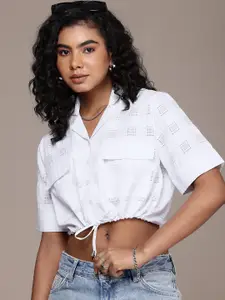 Roadster Checked Cotton Shirt Style Crop Top
