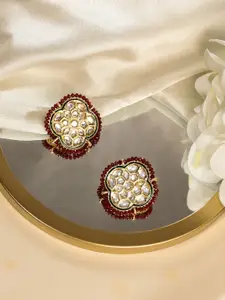 AARSHVI Gold-Plated Kundan Contemporary Studs