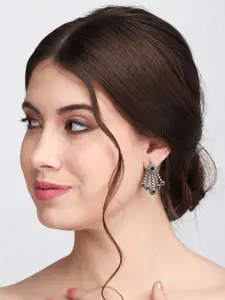 Anvik Silver-Plated Stone Studded Contemporary Studs