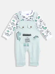 Moms Love Infant Boys Pure Cotton Printed Dungaree With T-Shirt