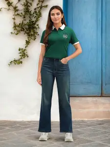 U.S. Polo Assn. Women Women Wide Leg High-Rise Light Fade Stretchable Jeans