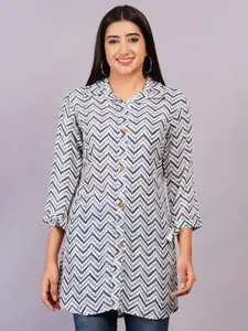 KALINI Ethnic Motifs Printed Shirt Collar Kurti