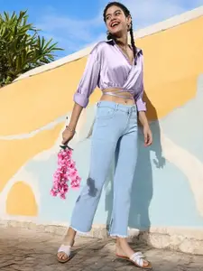 DressBerry Women Bootcut High Rise Cropped Denim Stretchable Jeans