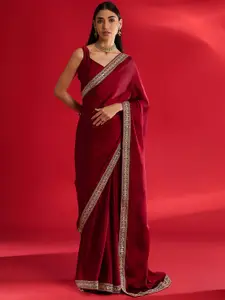 Mitera Sequinned Satin Saree