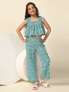 FASHION DREAM Girls Printed Top With Trousers