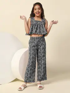FASHION DREAM Abstract Printed Square Neck Top With Trousers