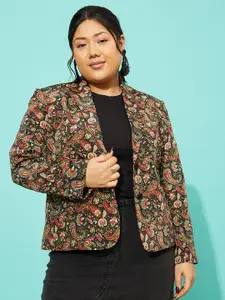 QUIERO MAS Luna Plus Size Tailored Fit Printed Notched Lapel Collar Single Breasted Blazer