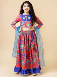A.T.U.N. Girls Printed Ready to Wear Lehenga & Blouse With Dupatta
