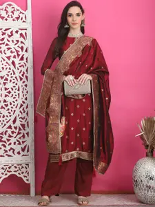 Stylee LIFESTYLE Ethnic Motifs Woven Design Zari Silk Jacquard Unstitched Dress Material