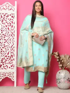 Stylee LIFESTYLE Woven Design Mirror Work Silk Jacquard Unstitched Dress Material