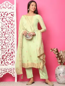 Stylee LIFESTYLE Woven Design Mirror Work Silk Jacquard Unstitched Dress Material