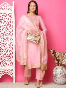 Stylee LIFESTYLE Woven Design Mirror Work Silk Jacquard Unstitched Dress Material