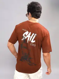 ADRO Men Typography Printed Round Neck Cotton Oversized T-shirt