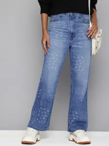 Levis Women Pure Cotton Bootcut High-Rise Light Fade Printed Jeans