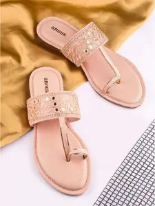 Anouk Women Open Toe Flats with Laser Cuts