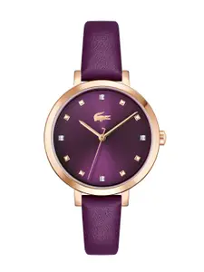 Lacoste Women Riga Embellished Leather Analogue Watch 2001399
