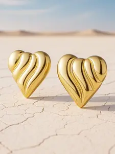 Rubans 18K Gold Plated Tarnish-Free Waterproof Demi Fine Heart Stud Earrings