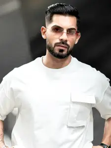 Maniac Men Solid Round Neck Cotton Oversized T-shirt