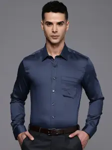 Louis Philippe Pure Cotton Self Design Textured Slim Fit Formal Shirt