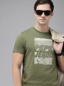 Pepe Jeans Brand Logo Printed Pure Cotton Slim Fit T-shirt