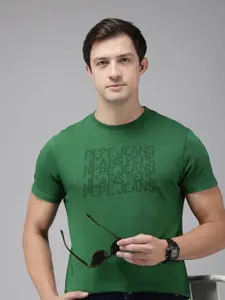 Pepe Jeans Pure Cotton Brand Logo Printed Slim Fit T-shirt