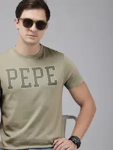 Pepe Jeans Slim Fit Typography Printed Pure Cotton T-shirt