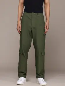 The Roadster Life Co. Men Pure Cotton Loose Fit Cargos Trousers