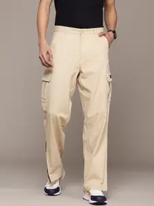 The Roadster Lifestyle Co. Men Pure Cotton Cargo-Style Trousers