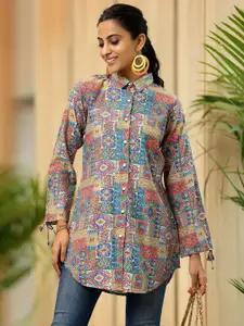 Libas Ethnic Motifs Printed Shirt Collar Kurti