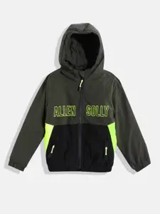 Allen Solly Junior Boys Colourblocked Hooded Bomber Jacket