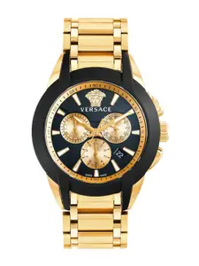 Versace Men Brass Dial & Stainless Steel Straps Analogue Watch VEM800524