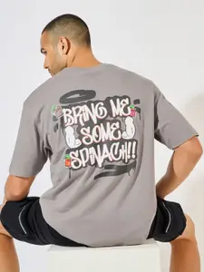 Styli Men Popeye Character Front and Back Print Oversized T-Shirt