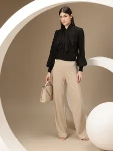 Chemistry Tie-Up Neck Smocked Semiformal Shirt