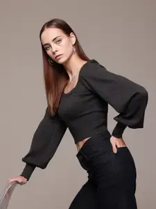 bebe Knitted Puff Sleeves Sweaters