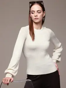 bebe Ribbed Puff Sleeve Sweaters