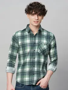 TRYBUY.IN Men Comfort Spread Collar Tartan Checked Cotton Party Shirt