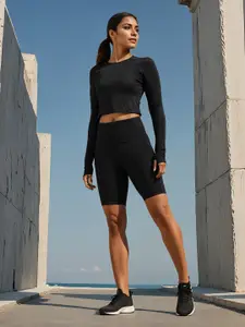 Blissclub Women Skinny Fit High-Rise Cycling Sports Shorts