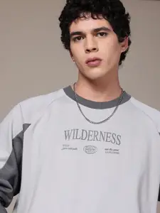 The Roadster Lifestyle Co. Drop-Shoulder Sleeves Typography Print Oversize Sweatshirt