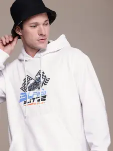 The Roadster Life Co. Printed Hooded Relaxed Fit Sweatshirt