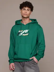 The Roadster Lifestyle Co. Brand-Logo Print Oversize Hooded Sweatshirt