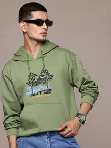 The Roadster Lifestyle Co. Men Printed Hooded Relaxed Fit Sweatshirt