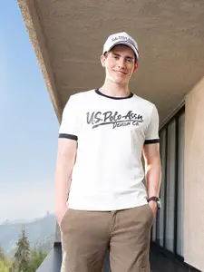 U.S. Polo Assn. Men Typography Printed Round Neck Cotton Slim Fit T-Shirt