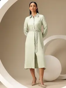Chemistry Shirt Midi Dress with Belt