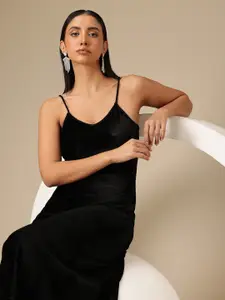 Chemistry Velvet Finish Slip A-Line Midi Dress