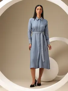 Chemistry Shirt Midi Dress with Belt