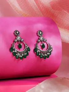 Zaveri Pearls Silver-Plated Contemporary Drop Earrings
