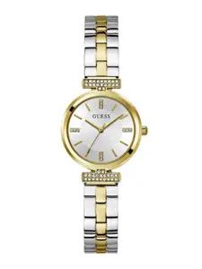 GUESS Women Mother of Dial & Stainless Steel Bracelet Style Straps Analogue Watch GW0762L5