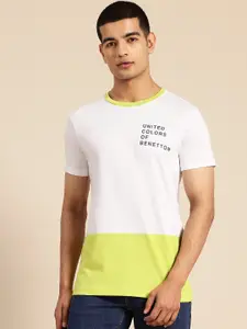 United Colors of Benetton Colourblocked Regular Fit T-shirt with Brand Logo Detail