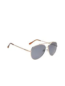 Polaroid Men Aviator Sunglasses with Polarised and UV Protected Lens - POL 14 M GOLD/SMOKE