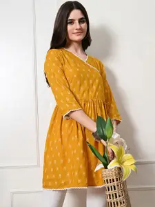 GLOWWORLD Ethnic Motifs Printed V-Neck Angrakha Kurta